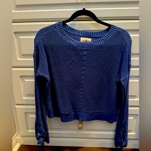Hollister Blue Cropped Sleeve Tied Sweater
